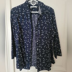 Foxcroft Navy Blue Button Down